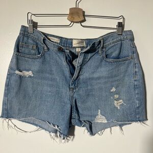 High Waist Frayed Denim Shorts